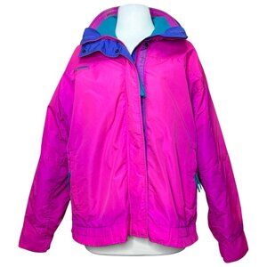 Columbia Vintage 80's Ski Coat Hot pink Teal Purple Size Lar
